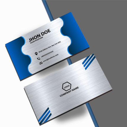 White Gray Web Shape 2 Sided Business Card with Polygon Logo